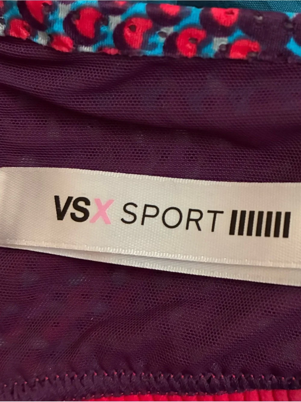 VSX Victoria's Secret Sport Bra 34B Molded Cup Underwire Strappy Geometric Dot - Picture 2 of 8